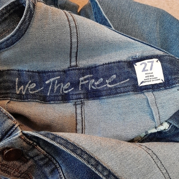 Free People We The Free Regular Mid Rise Overalls 27 Medium Wash Farmcore Boho - Picture 4 of 7